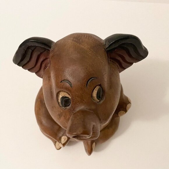 Vintage Wooden Elephant Figure 6 Inch Tall - Picture 11 of 14